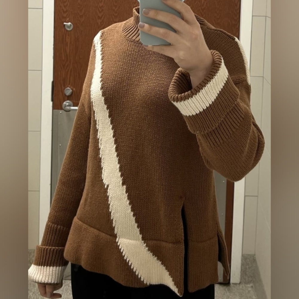 Victor Alfaro Chunky Knit Relaxed Mock Neck Sweater